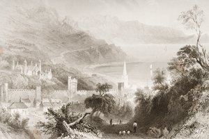 Glenarm, County Antrim, Severní Irsko, z „Scenery and Antiquities of Ireland“ od George Virtue, 1860