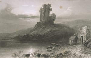 Hrad Kilcolman, hrabství Cork, Irsko, z „Scenery and Antiquities of Ireland“ od George Virtue, 1860 od William Henry Bartlett