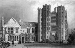 Layer Marney Tower, Essex, vyryl Henry Wallis, 1832 od William Henry Bartlett