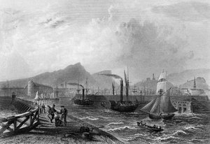 Leith Pier and Harbour, rytý Robert Wallis, c.1820 od William Henry Bartlett