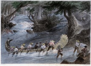 Pánské kanoistické jízdy – v „kanadské scenérii ilustrované“ Bartlettem W. H. od William Henry Bartlett