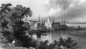 Mistley Quay, poblíž Harwich, Essex, rytý John Rogers, 1832