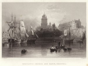 Redcliffe Church and Basin, Bristol od William Henry Bartlett