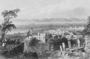 Rhodos, starověký Dodanim, s kanálem mezi ostrovem a Malou Asií od William Henry Bartlett