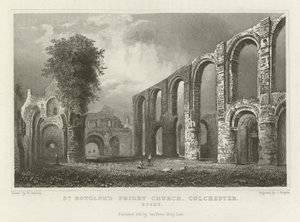 Kostel převorství svatého Botolfa, Colchester, Essex od William Henry Bartlett