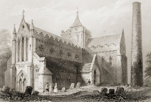 Katedrála sv. Canice, Kilkenny, hrabství Kilkenny, Irsko, z „Scenery and Antiquities of Ireland“ od George Virtue, 60. léta 19. století od William Henry Bartlett
