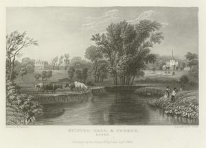 Stisted Hall a kostel, Essex od William Henry Bartlett
