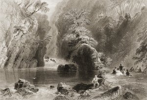 Řeka Dargle, hrabství Wicklow, z „Scenérie a starožitnosti Irska“ od George Virtue, 1860 od William Henry Bartlett