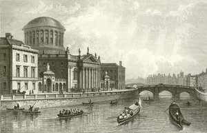 Čtyři soudy, Dublin od William Henry Bartlett