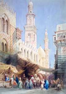 Sharia El Gohargiyeh, Káhira, 19. století od William Henry Bartlett