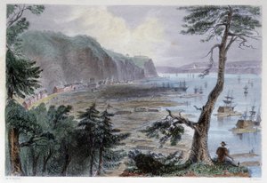 Depozice dřeva poblíž Quebecu – v „kanadské scenérii ilustrované“ Bartlettem W. H. od William Henry Bartlett