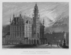 Radnice, Audenarde (rytina) od William Henry Bartlett
