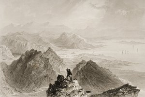 Pohled na Bantry Bay z hory Sugarloaf, hrabství Cork, z „Scenery and Antiquities of Ireland“ od George Virtue, 1860 od William Henry Bartlett