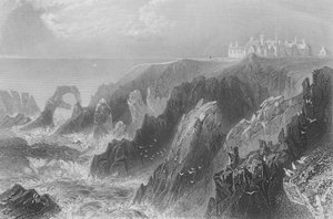 Pohled na hrad Slains poblíž Peterhead od William Henry Bartlett