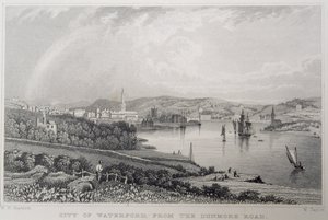 Pohled na Waterford z The Dunmore Road, Irsko, vyryl W. Taylor od William Henry Bartlett