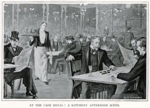 At the Cafe Royal: A Saturday Afternoon Scene, c.1900 (litho) od William Henry Humphris