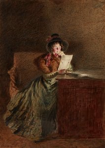 Dívka čte dopis od lampy (akvarel a tužka) od William Henry Hunt