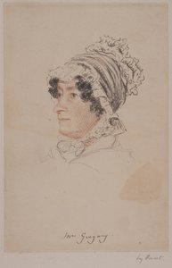 Paní Hannah Gregory (červená a šedá křída na papíře) od William Henry Hunt