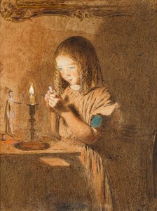 Threading a Needle: The Young Seamstress, c.1845 (wc na papíře) od William Henry Hunt