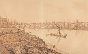Pohled na Old London Bridge od William Henry Hunt