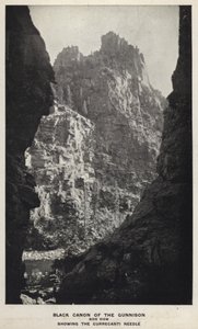Canyons of Colorado: Black Canon of the Gunnison, boční pohled, ukazující jehlu Curecanti (černobílá fotografie) od William Henry Jackson