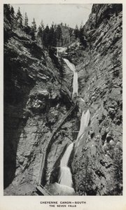 Canyons of Colorado: Cheyenne Canon, South, The Seven Falls (černobílá fotografie) od William Henry Jackson