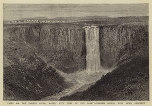 Vodopády na řece Umgeni, Natal, s táborem devadesátého sedmého (Royal West Kent) pluku