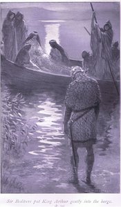 Sir Bedivere opatrně naložil krále Artuše do člunu.