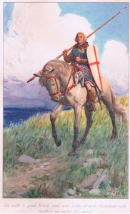 Galahad tedy s dobrým srdcem a plně vyzbrojen pokračoval ve své výpravě. od William Henry Margetson