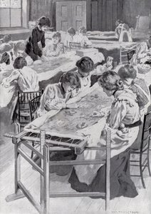 Studenti Royal School of Art Needlework Vyšívání královského korunovačního roucho od William Henry Margetson