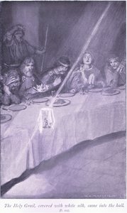 Do síně vešel svatý grál pokrytý bílým hedvábím od William Henry Margetson