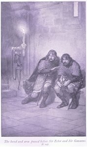 Ruka a paže prošly před sirem Ectarem a sirem Gawainem od William Henry Margetson