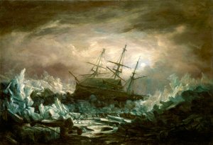Nebezpečná pozice HMS "Terror" kapitána Backa v arktických oblastech v létě 1837 od William Henry Smyth