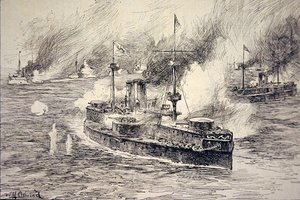 Bitva u řeky Yalu 17. září od William Heysham Overend