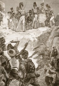Carmichaelovi následovníci stříleli do hustého shluku mužů před nimi, ilustrace z 