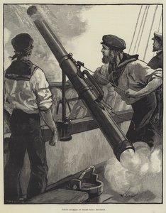 Odpalování raket na palubě HMS Monarch