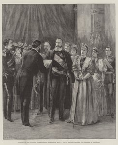 Zahájení mezinárodní výstavy v Antverpách, 5. května, hrabě de Pret čte Proslov ke králi od William Heysham Overend