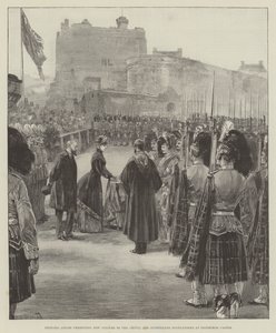 Princezna Louise představuje nové barvy Argyll a Sutherland Highlanders na Edinburgh Castle od William Heysham Overend