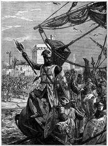 Richard I, Coeur de Lion přistává v Jaffa Joppa, září 1191, c1880. od William Heysham Overend