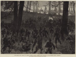 Afghánská válka, útok vedoucího sloupu generála Robertse na barikádu v Spingawi Kotul, 2. prosince od William Heysham Overend