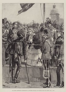 Královna rozdává vyznamenání zraněným důstojníkům a vojákům z Krymu, 21. května 1856