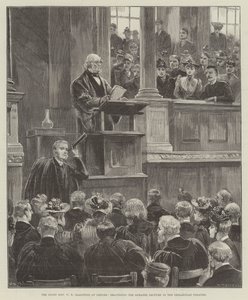 The Right Honorable W E Gladstone v Oxfordu, přednášející Romanes Lecture v Sheldonian Theatre