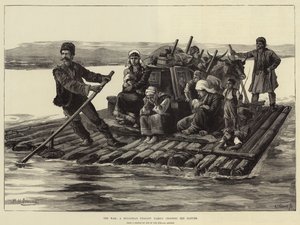 Válka, bulharská rolnická rodina překračující Dunaj
