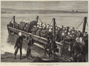 Válka Zuluů, sloup plukovníka Pearsona překračující Tugelu od William Heysham Overend
