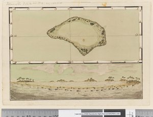 Strana 25b/a Mapa a profil ostrova Palmerston od William Hodges