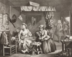 Nevěstka? S Progress / Cesta kurvy, List 3: Zatčení. 1732 od William Hogarth