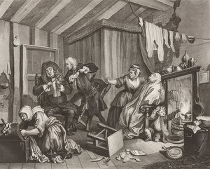 Nevěstka? S Progress / Cesta kurvy. List 5: Smrt. 1732 od William Hogarth
