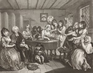 Nevěstka? S Progress / Cesta kurvy. List 6: Pohřeb. 1732 od William Hogarth