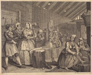 Kariéra prostitutky: tabule 4 od William Hogarth