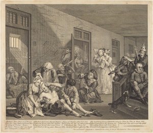 Kariéra zhýralce: tabule 8 od William Hogarth